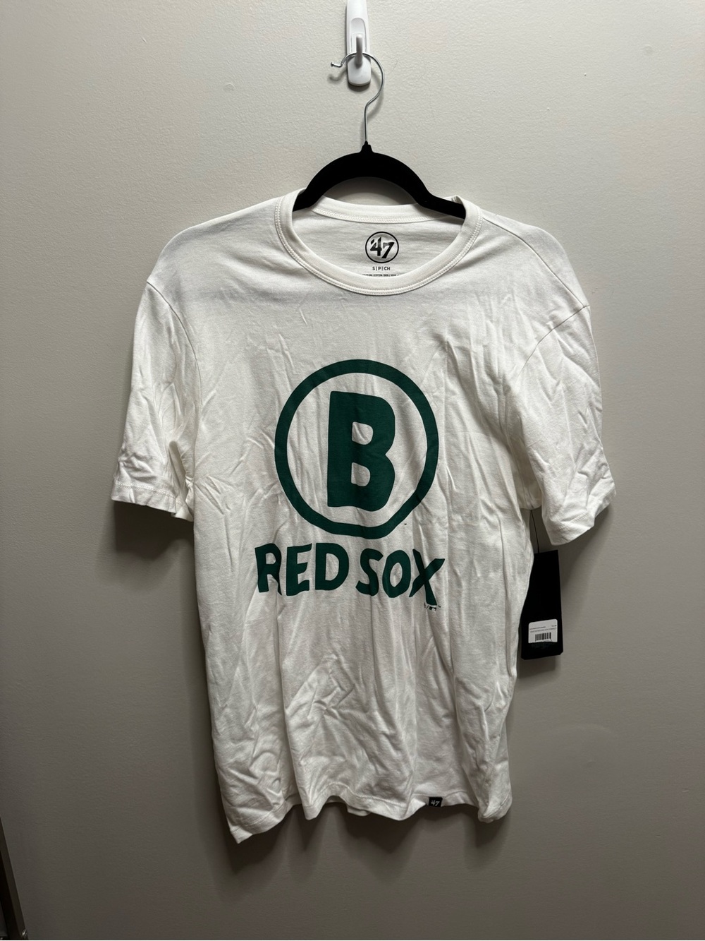 47 White T-Shirt with Green 'B' Red Sox Logo